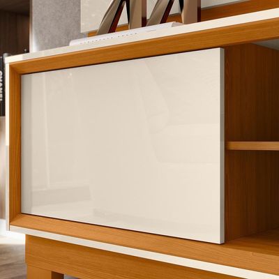 Painel Home Theater Siena Para Tv 75 Pol 2 Portas 184 Cm Cinamomo Off White Madetec