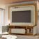 Painel Home Theater Nilo Para Tv 75 Pol 2 Portas 200 Cm Cumaru Opala Madetec Cumaru Opala