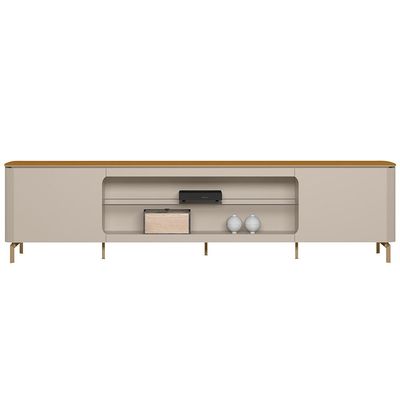 Rack Para Sala de Estar TV 85 Pol Pés Metálicos Elysia L05 Tauari Off White Fosco - Lyam Decor