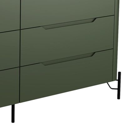 Cômoda Para Quarto Closet Orgânica 6 Gavetas Pés Industrial Preto Bliss I03 Musgo - Lyam Decor