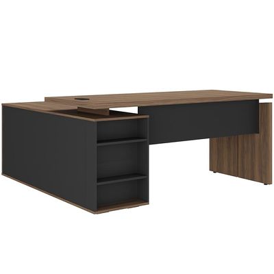 Mesa Para Escritório Home Office em L 170X155cm Unik A02 Nogal Preto - Lyam Decor