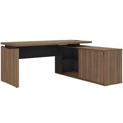 Mesa Para Escritório Home Office em L 170X155cm Unik A02 Nogal Preto - Lyam Decor