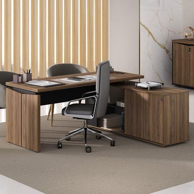 Mesa Para Escritório Home Office em L 170X155cm Unik A02 Nogal Preto - Lyam Decor