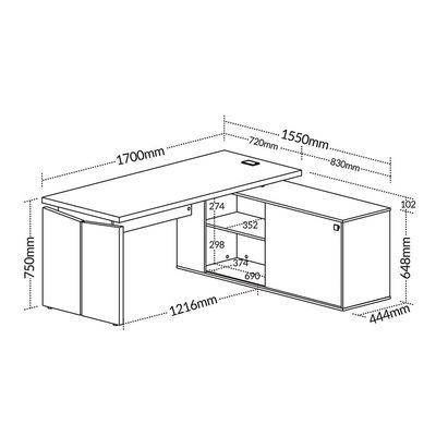 Mesa Para Escritório Home Office em L 170X155cm Unik A02 Nogal Preto - Lyam Decor