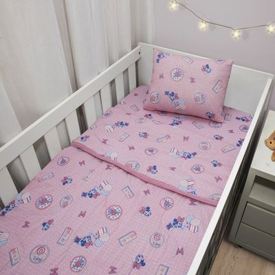 Edredom KazzaVip Baby Malha 100% Algodão Berço Americano Estampado Minnie Doce Rosa