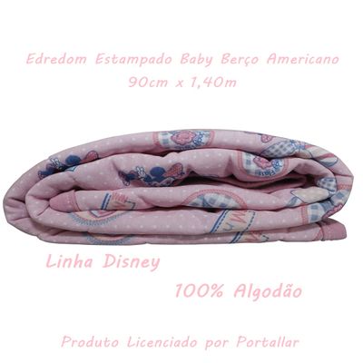Edredom KazzaVip Baby Malha 100% Algodão Berço Americano Estampado Minnie Doce Rosa