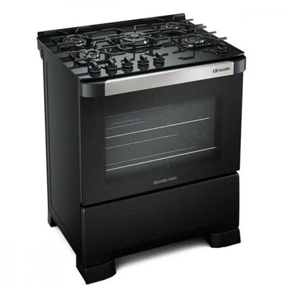 Fogão 5 Bocas Mueller Decorato Vetro Preto Bivolt