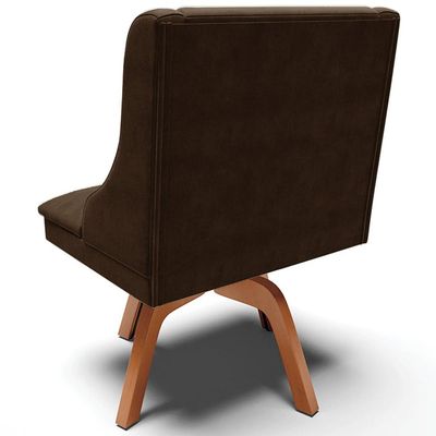 Kit 4 Cadeiras Decorativas Sala de Jantar Base Giratória de Madeira Firenze Suede Marrom/Natural G19 - Gran Belo