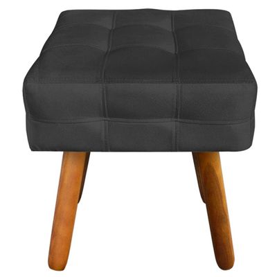 Puff Decorativo Pés Palito Karen Suede Preto - Gran Belo