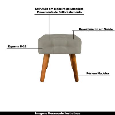Puff Decorativo Pés Palito Karen Suede Nude - Gran Belo