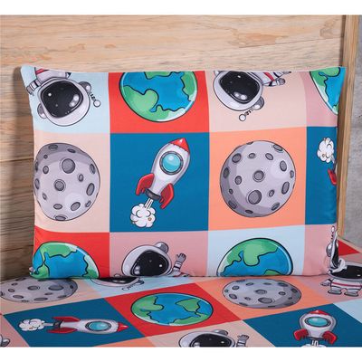 Jogo de Cama Lençol Solteiro Alegria 2 Peças Astronauta - 100% Poliéster
