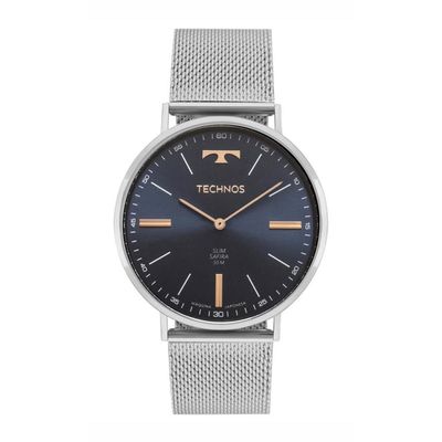 Relógio Technos Masculino Ref: 2025lue/1a Slim Mesh Prateado