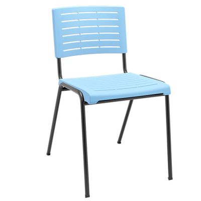 Kit 04 Cadeiras Empilhável Fixa Escritório Multiuso Base Preta Kimi P03 Azul Celeste - Lyam Decor