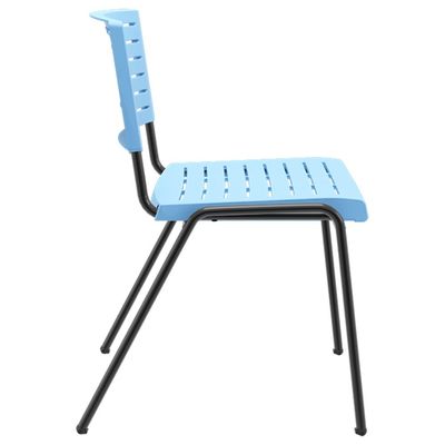 Kit 04 Cadeiras Empilhável Fixa Escritório Multiuso Base Preta Kimi P03 Azul Celeste - Lyam Decor