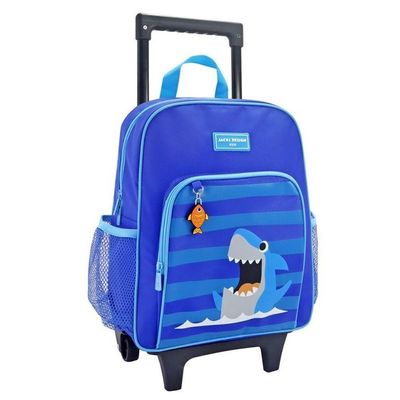 Kit Mochila Com Rodinhas E Lancheira Térmica Com Pote P/ Lanche Azul