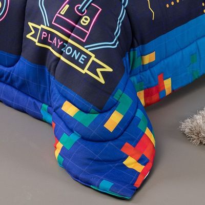 Kit Edredom + Lençol Plush Fofinho Infantil Dupla Face Dream 3 Peças Solteiro - Video Game