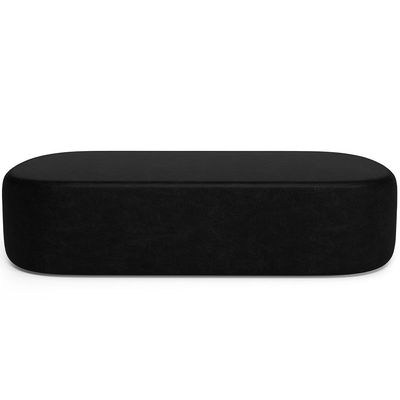Cabeceira Cama Box Queen 160cm Lanna com Puff Recamier Doha W01  Couríssimo Preto - Lyam Decor