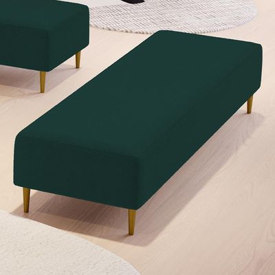 Puff Decorativo Sala de Estar Bali W01 Pés Palito 210x60cm Bouclê Verde - Lyam Decor