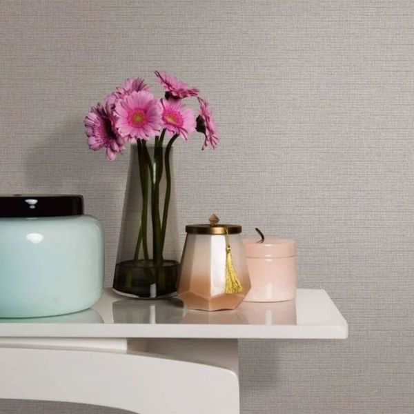 Papel de Parede Ivy Aspecto Têxtil Cinza 6809-60 Papel de Parede Ivy Aspecto Têxtil Cinza 6809-60