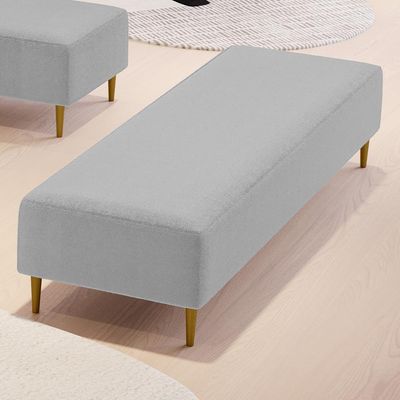 Puff Decorativo Sala de Estar Bali W01 Pés Palito 190x60cm Bouclê Cinza - Lyam Decor