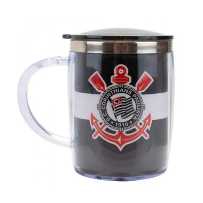 Caneca De Inox Térmica Com Tampa Corinthians 450ml