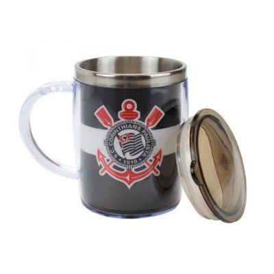 Caneca De Inox Térmica Com Tampa Corinthians 450ml