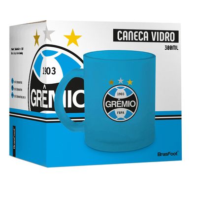 Caneca Vidro Diamond BrasFoot Gremio 300 ML Licenciada Azul