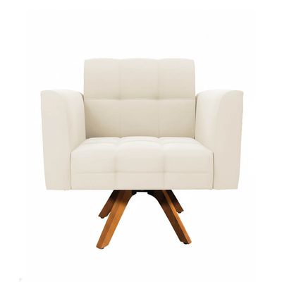 Poltrona Sala Decorativa Kit 2 Elisa Giratória Castanho MM30 Cotelê Ext/Veludo Bege D03 - D'Rossi