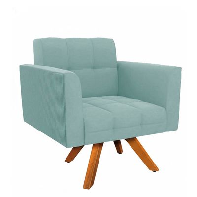 Poltrona Sala Decorativa Kit 2 Elisa Giratória Castanho MM30 Cotelê Ext/Veludo Menta D03 - D'Rossi