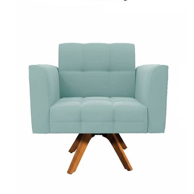 Poltrona Sala Decorativa Kit 2 Elisa Giratória Castanho MM30 Cotelê Ext/Veludo Menta D03 - D'Rossi