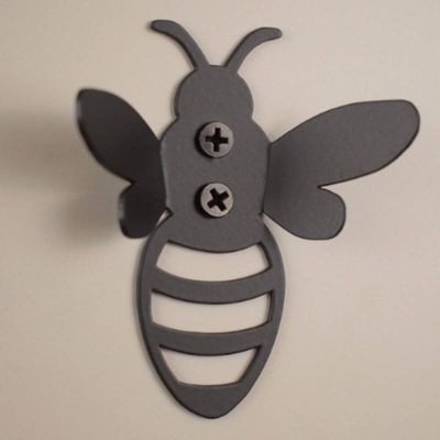 Kit 3 Ganchos Penduradores Pretos Aço de Parede 8cm Luft Masutti Abelha Libélula Borboleta