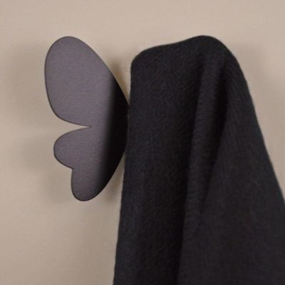 Kit 3 Ganchos Penduradores Pretos Aço de Parede 8cm Luft Masutti Abelha Libélula Borboleta