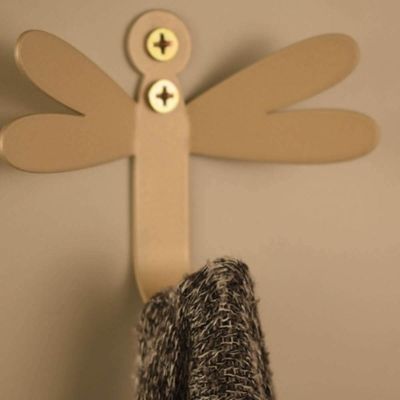 Kit 3 Ganchos Penduradores 8cm Libélula Dourada Carbono Luft Masutti Decorativo de Parede Enfeite