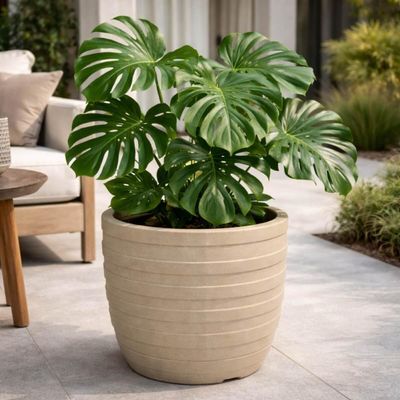 Vaso para Plantas 32cm Inca Tramontina Plástico Reciclável Cachepô Flores Folhagens Granito Areia