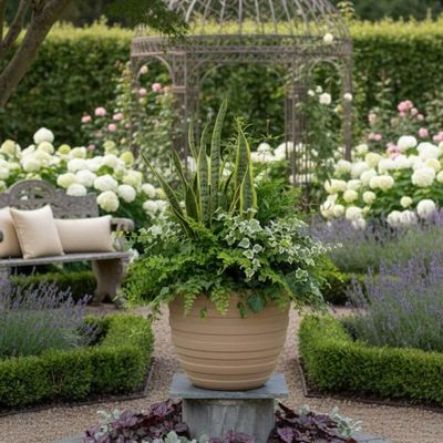 Vaso Inca 45cm Jardim Granito Areia Tramontina em Polietileno Flor Folhagem
