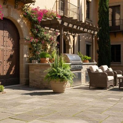 Vaso Inca 45cm Jardim Granito Areia Tramontina em Polietileno Flor Folhagem