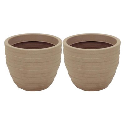 Kit 2 Vasos para Plantas Inca Tramontina 38cm em Polietileno Reciclável Granito Areia