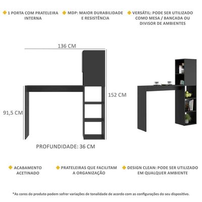 Armário De Cozinha Mesa/bancada Multimóveis Preto