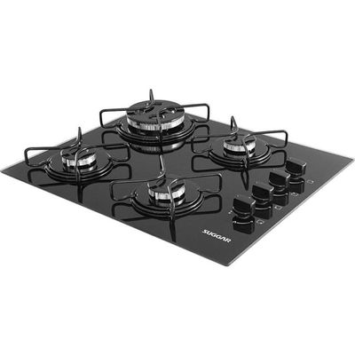 Fogão De Mesa Cooktop 4 Bocas Vidro Preto à Gás Fg4304avp Bivolt
