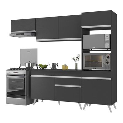 Armário De Cozinha Compacta 4 Peças Mp3690.898 Veneza Preto