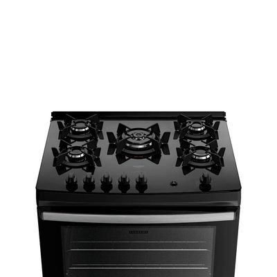 Fogão Dako Supreme Glass 5 Bocas com Mesa de Vidro e Tripla Chama Preto / Bivolt