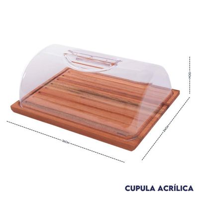 Porta Pão Migalheira Com Tampa 36 X 24 X 13 Cm Madeira Essence Domama