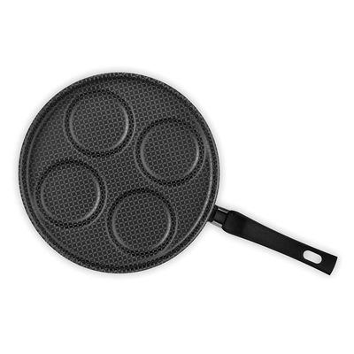 Frigideira 4 Ovos Com Tampa Gourmet Preto 28 Cm Em Alumínio Com Revestimento Interno Antiaderente