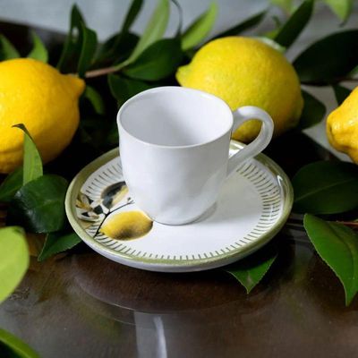 Conjunto De Xícara De Cafezinho Com Pires 06 Peças Bio Lemon Porto Brasil