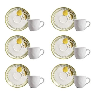Conjunto De Xícara De Cafezinho Com Pires 06 Peças Bio Lemon Porto Brasil