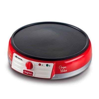 Máquina De Crepe Elétrica Ariete Party Time Retrô Vermelha 1100w - Antiaderente E Compacta 220V