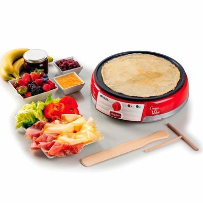 Máquina De Crepe Elétrica Ariete Party Time Retrô Vermelha 1100w - Antiaderente E Compacta 220V
