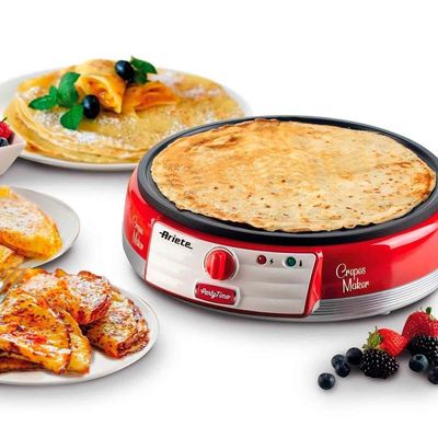 Máquina De Crepe Elétrica Ariete Party Time Retrô Vermelha 1100w - Antiaderente E Compacta 220V