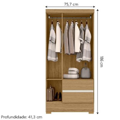 Guarda Roupas Solteiro 3 Portas 2 Gavetas Coimbra Atacama / Off White Aramóveis Atacama / Off White