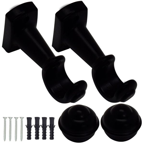 Kit Varão para Cortina Slim Bella Arte Preto Fosco 200x2,8cm